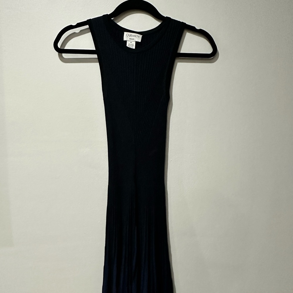 CARMEN Marc Valvo Black and Blue Skater Dress